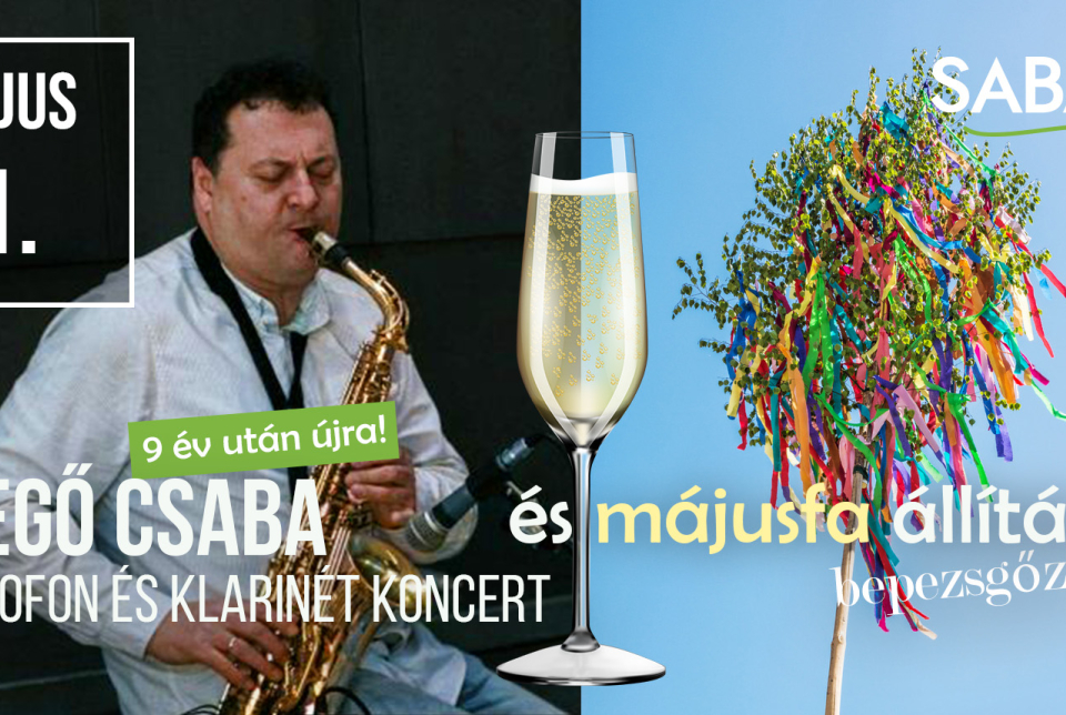 Májusfa állítás és Szegő Csaba szaxofon est a Sabar Borházban