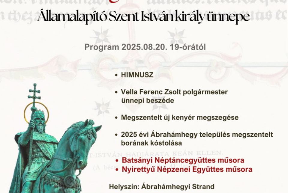 Államalapító Szent István ünnepe Ábrahámhegyen