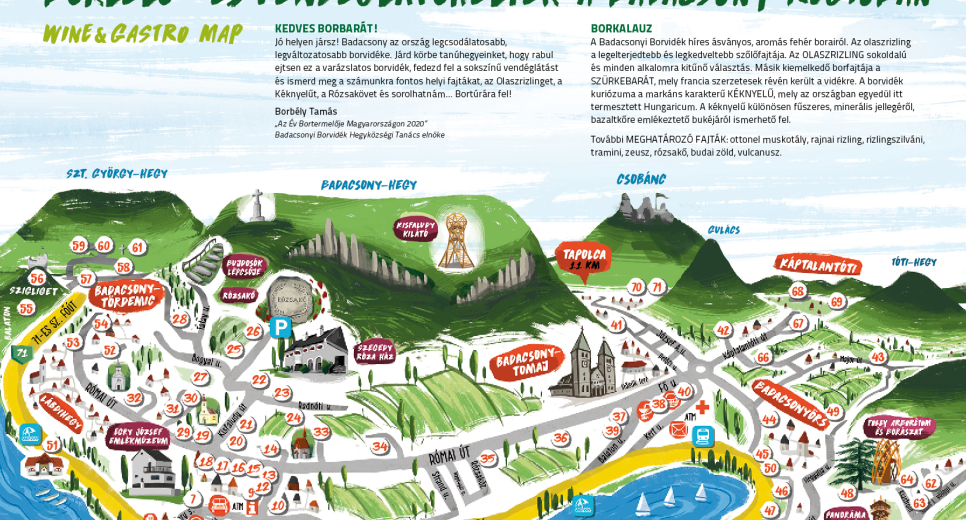 Badacsonyi borvidék borlelő- és vendéglátóhelyek térkép